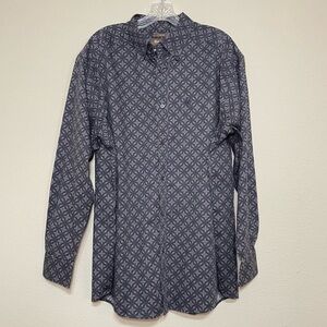 Ariat Mens Sz XL Purple Geometric Button Down Long Sleeve‎ Stretch Western Shirt